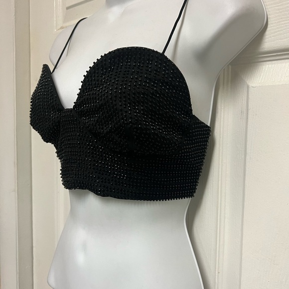 Julia By Love J Black Rhinestone Cropped Cami - Picture 4 of 11